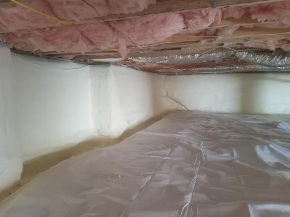 Crawl space encapsulation with closed-cell spray foam for Commercial Roof Restoration in Highland Lakes